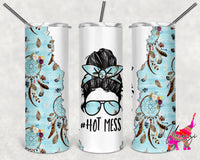 Hot Mess Messy Bun Boho Blue