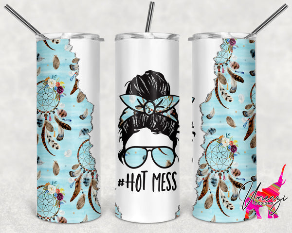 Hot Mess Messy Bun Boho Blue