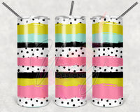 Pink Polka Dot Striped Tumbler
