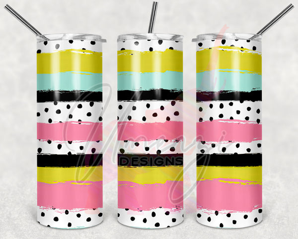 Pink Polka Dot Striped Tumbler