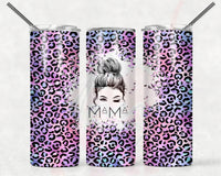 Purple Leopard Messy Bun Mama