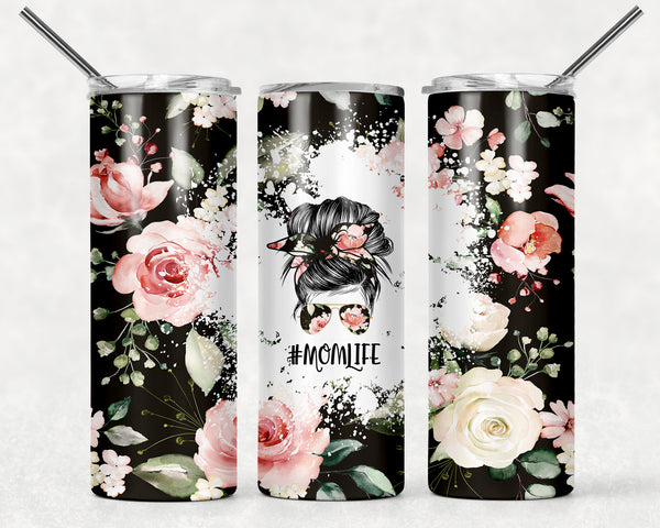 #Momlife Black Rose Floral Customizable