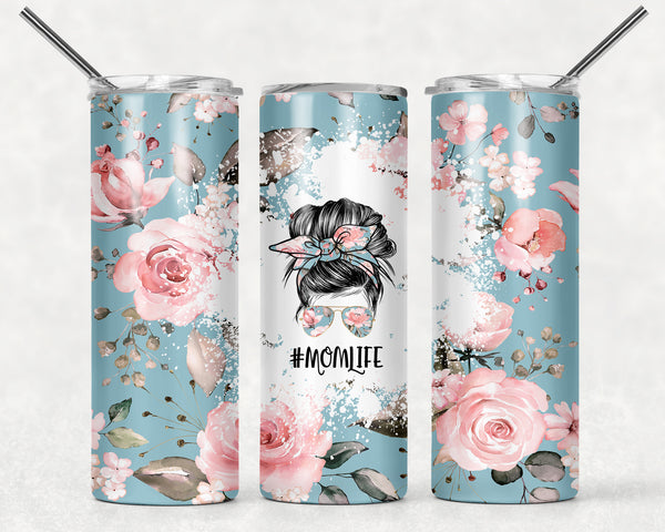 #Momlife Light Blue Rose Floral Customizable