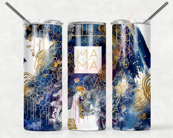 Blue and Gold Floral Mama