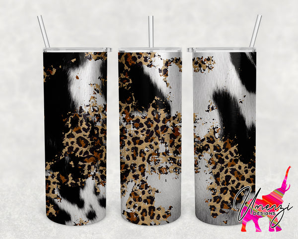 Cow Hide Leopard Fur Tumbler