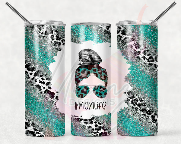 #MomLife Teal Leopard Swirl
