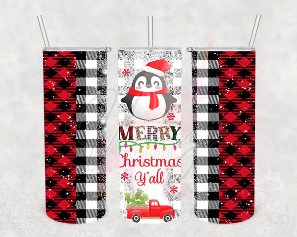 Buffalo Check Merry Christmas Ya'll Penguin