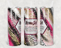 Sassy Momster Pink Leopard Swirl Tumbler