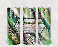 Sassy Shenanigatee Green Leopard Swirl Tumbler