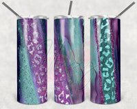 Purple Teal Leopard Swirl Tumbler