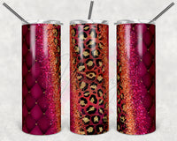 Maroon & Orange Quilted Leopard Glitter Swirl